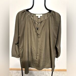 Michael Kors olive green silky top
